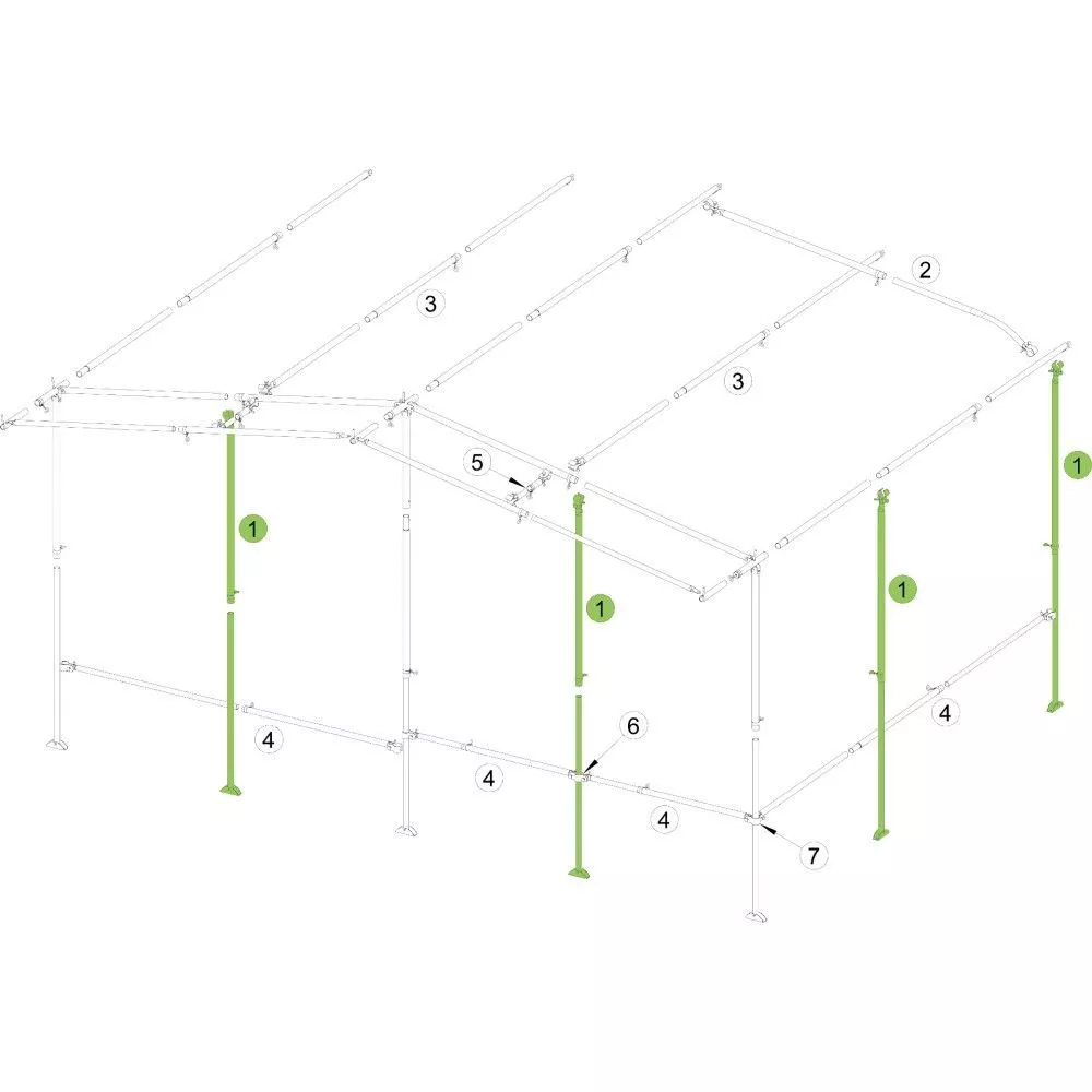 Brand Orkanstütze Vorzelt, Stahl 28x1 Mm, 165-260 Cm