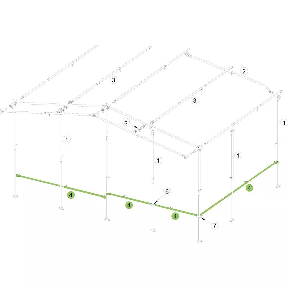 Vorzelt Verandastange Brand Schellenstab, Stahl 22x1 Mm, 160-260 Cm